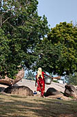 Mamallapuram - Tamil Nadu. worker attending to the hill 